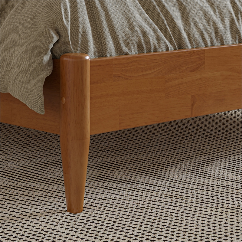 Pemberly Row Full Solid Wood Low Profile Platform Bed in Light Toffee