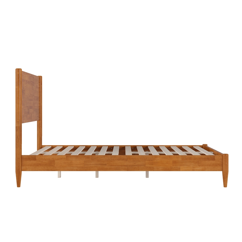 Pemberly Row Full Solid Wood Low Profile Platform Bed in Light Toffee