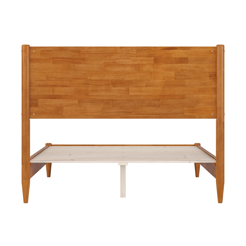 Pemberly Row Full Solid Wood Low Profile Platform Bed in Light Toffee