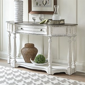 Pemberly Row Farmhouse Wood Magnolia Manor 56&quot Hall Console Table in White