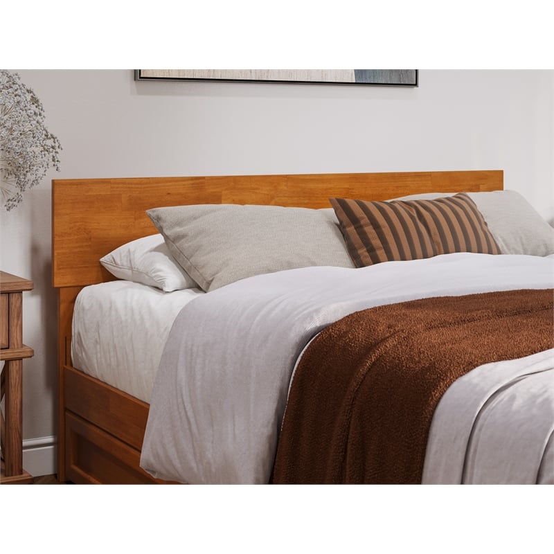 Pemberly Row Wood Queen Platform Bed with Panel Footboard & TXL Trundle