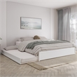 Pemberly Row King Solid Wood Panel Platform Bed with Twin XL Trundle in White