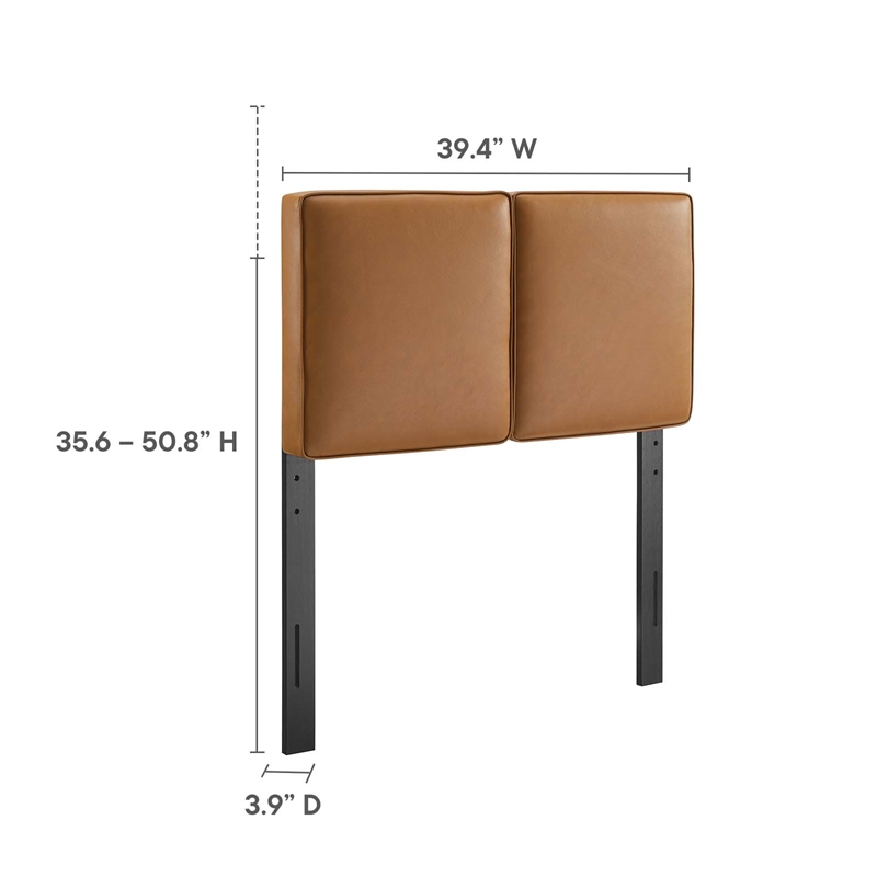 Pemberly Row Modern Vegan Leather Twin Headboard in Tan Finish