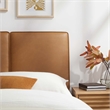 Pemberly Row Modern Vegan Leather Twin Headboard in Tan Finish