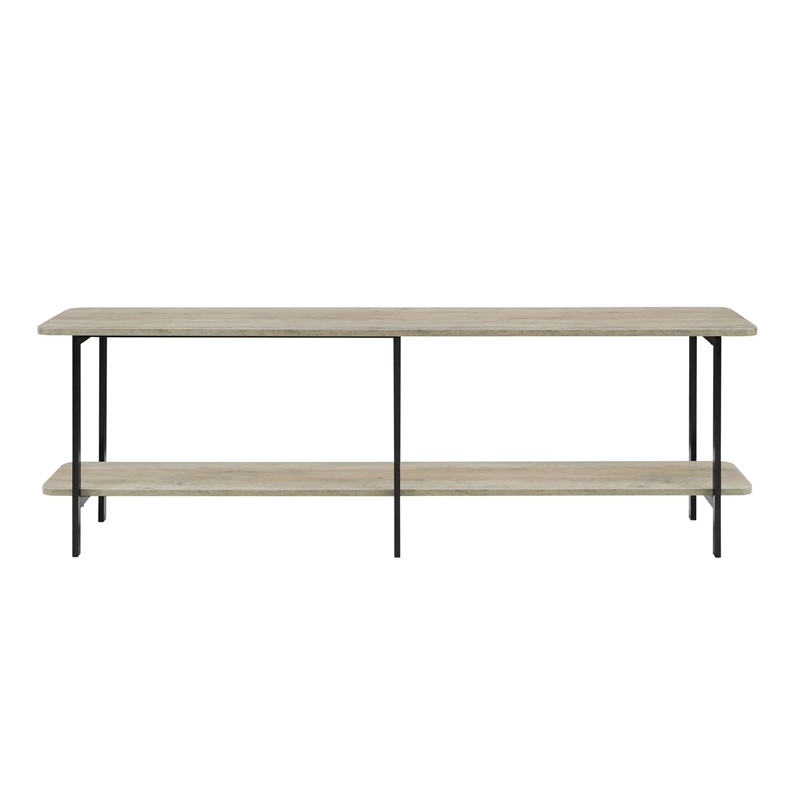 Pemberly Row Contemporary Side Table Console from Engineered Wood in Gray/Black