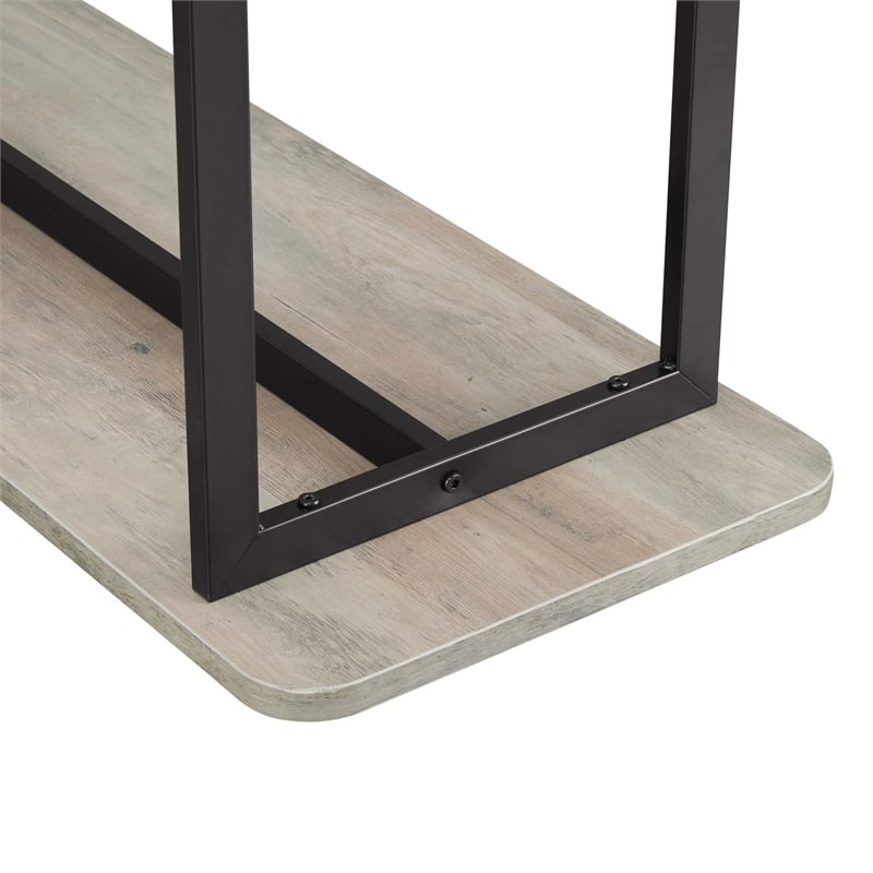 Pemberly Row Contemporary Side Table Console from Engineered Wood in Gray/Black