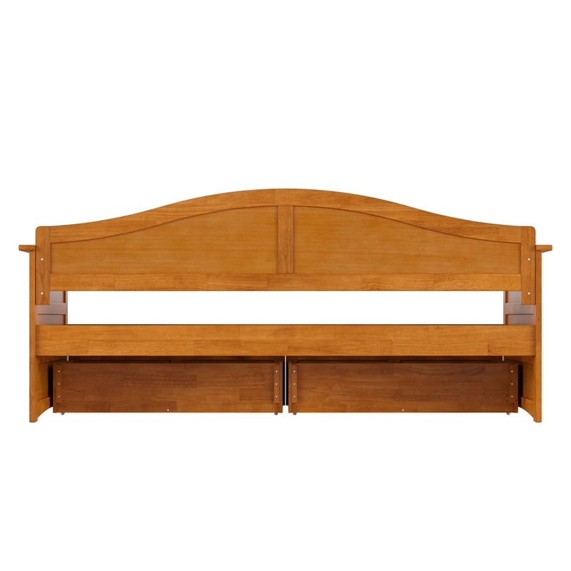 Pemberly Row Mid-Century Wood Twin Daybed with Set of 2-Drawers in Light Toffee