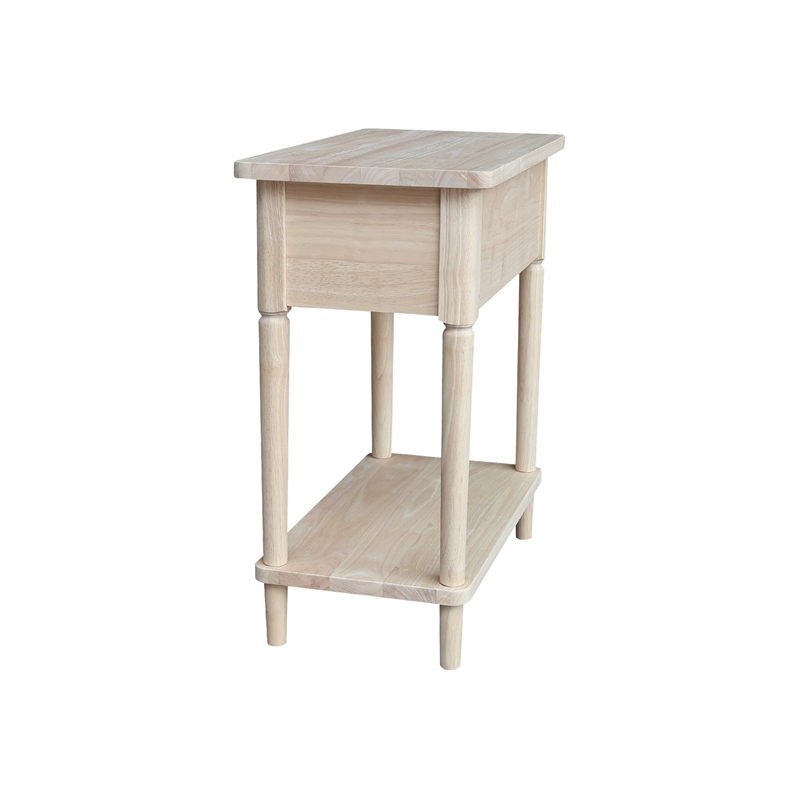 Pemberly Row Traditional Solid Wood Narrow Side Table in Unfinished