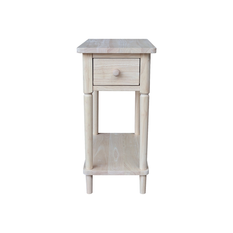 Pemberly Row Traditional Solid Wood Narrow Side Table in Unfinished