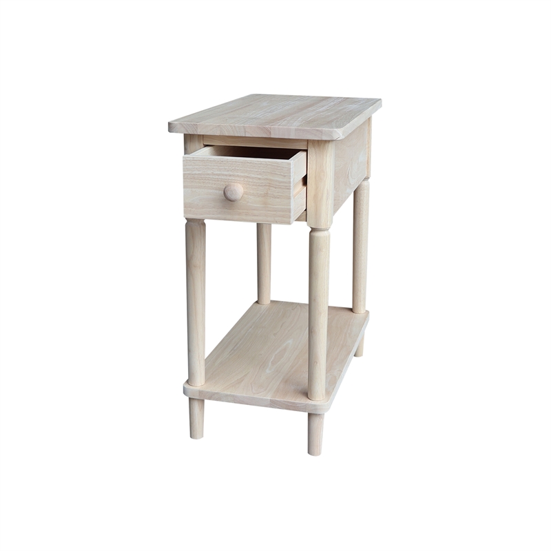 Pemberly Row Traditional Solid Wood Narrow Side Table in Unfinished
