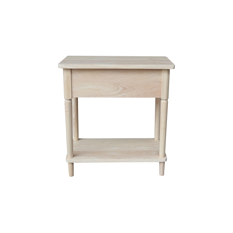 Pemberly Row Traditional Solid Wood Narrow Side Table in Unfinished