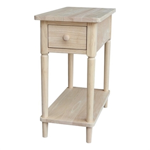 Pemberly Row Traditional Solid Wood Narrow Side Table in Unfinished