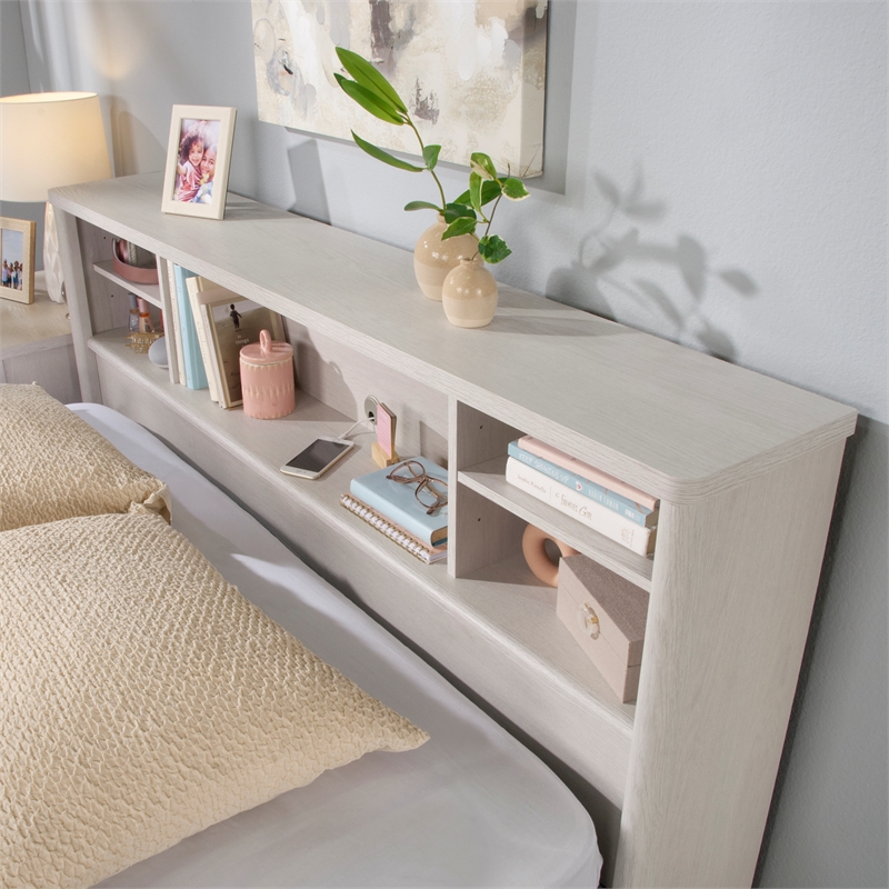 Pemberly Row Contemporary Engineered Wood Full/queen Headboard in Glacier Oak