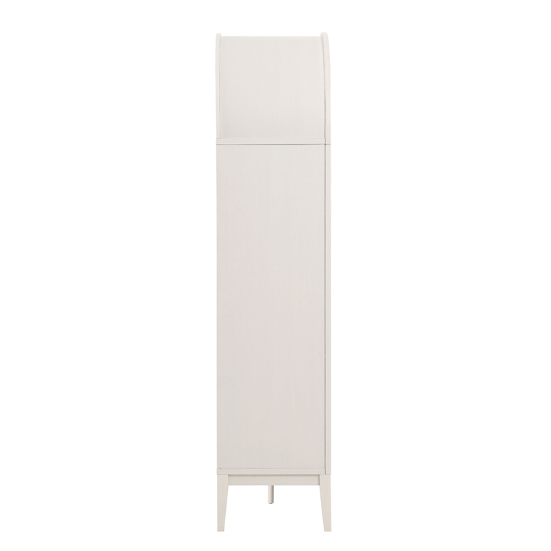 Pemberly Row Modern Wood Storage Display Cabinet Bookshelf in Ivory