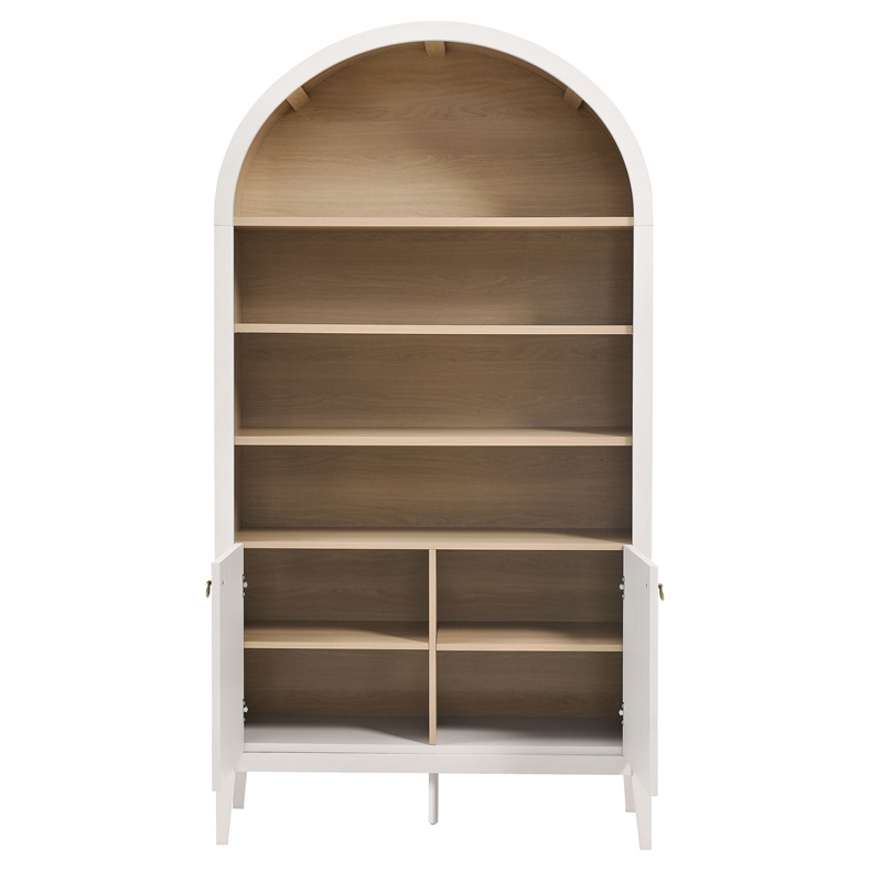 Pemberly Row Modern Wood Storage Display Cabinet Bookshelf in Ivory