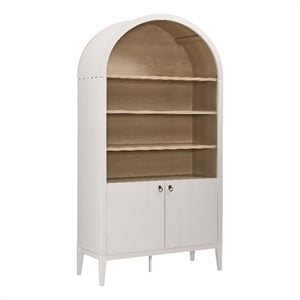 Pemberly Row Modern Wood Storage Display Cabinet Bookshelf in Ivory