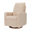 Pemberly Row Modern Polyester Pillowback Swivel Glider in Chai Shearling