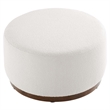 Pemberly Row Modern Fabric Ottoman in Cloud White and Walnut