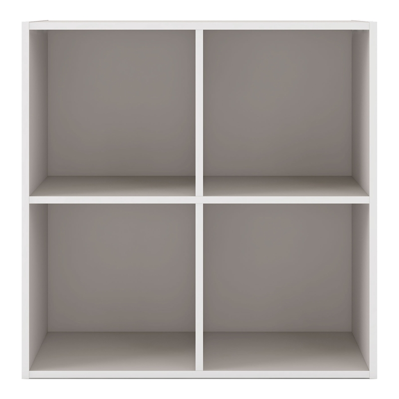 Pemberly Row Contemporary Stackable Wood 4-Cube Bookcase in Gray