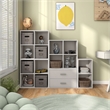Pemberly Row Contemporary Stackable Wood 4-Cube Bookcase in Gray
