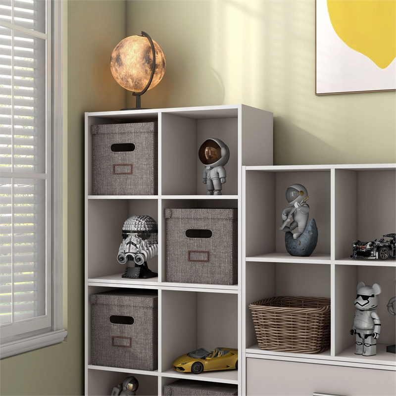 Pemberly Row Contemporary Stackable Wood 4-Cube Bookcase in Gray