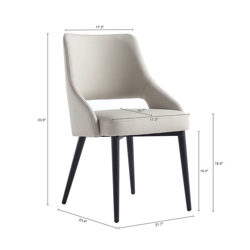 Pemberly Row Modern Gray Stone Leatherette Dining Chair with Metal Legs