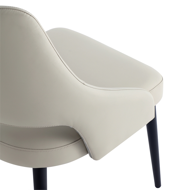 Pemberly Row Modern Gray Stone Leatherette Dining Chair with Metal Legs