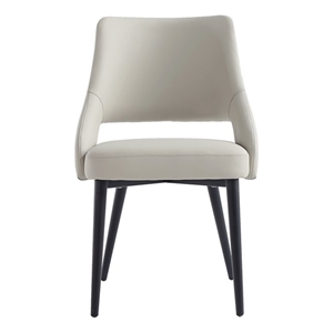 Pemberly Row Modern Gray Stone Leatherette Dining Chair with Metal Legs