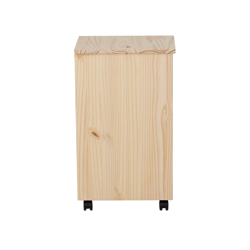 Pemberly Row 6-Drawer Unfinished Pine Wood Rolling Storage Cart Recessed Handles