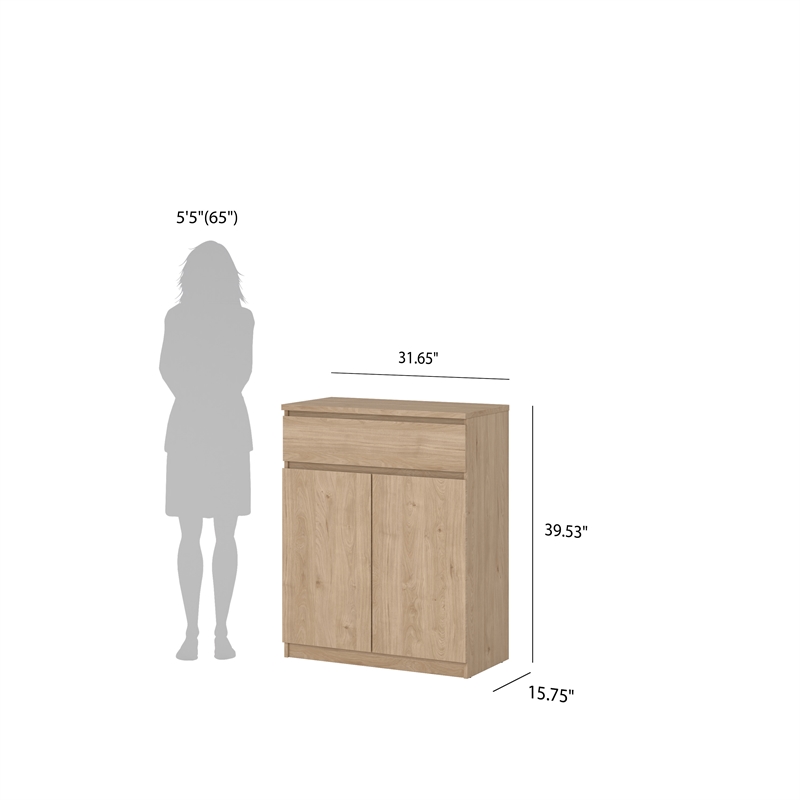 Pemberly Row Engineered Wood Brown Jackson Hickory 1-Drawer 31.65