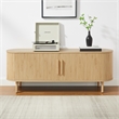 Pemberly Row Contemporary Wood Record Storage Media Console in Ash