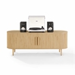 Pemberly Row Contemporary Wood Record Storage Media Console in Ash