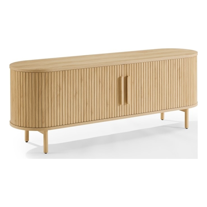 Pemberly Row Contemporary Wood Record Storage Media Console in Ash