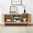 Pemberly Row Contemporary Wood Record Storage Media Console in Ash