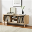Pemberly Row Contemporary Wood Record Storage Media Console in Ash