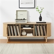 Pemberly Row Contemporary Wood Record Storage Media Console in Ash