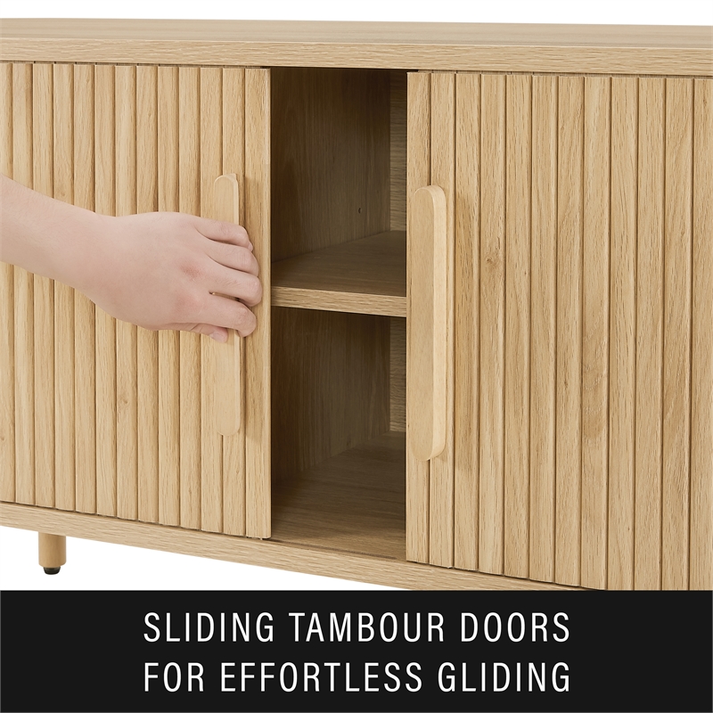 Pemberly Row Contemporary Wood Record Storage Media Console in Ash