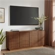 Pemberly Row Wood 4-Door Fluted Sideboard Cabinet TV Stand in Walnut