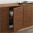 Pemberly Row Wood 4-Door Fluted Sideboard Cabinet TV Stand in Walnut