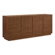 Pemberly Row Wood 4-Door Fluted Sideboard Cabinet TV Stand in Walnut