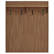 Pemberly Row Contemporary Wood Fluted Coat Rack Panel With Shelf in Walnut