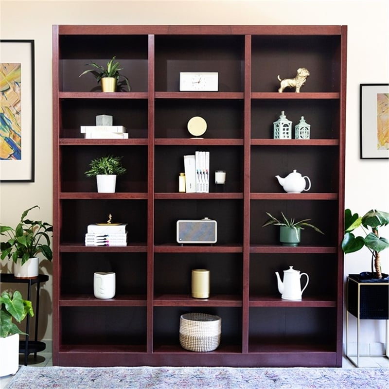 Pemberly Row Traditional Tall Wood Bookcase - 72 x 84