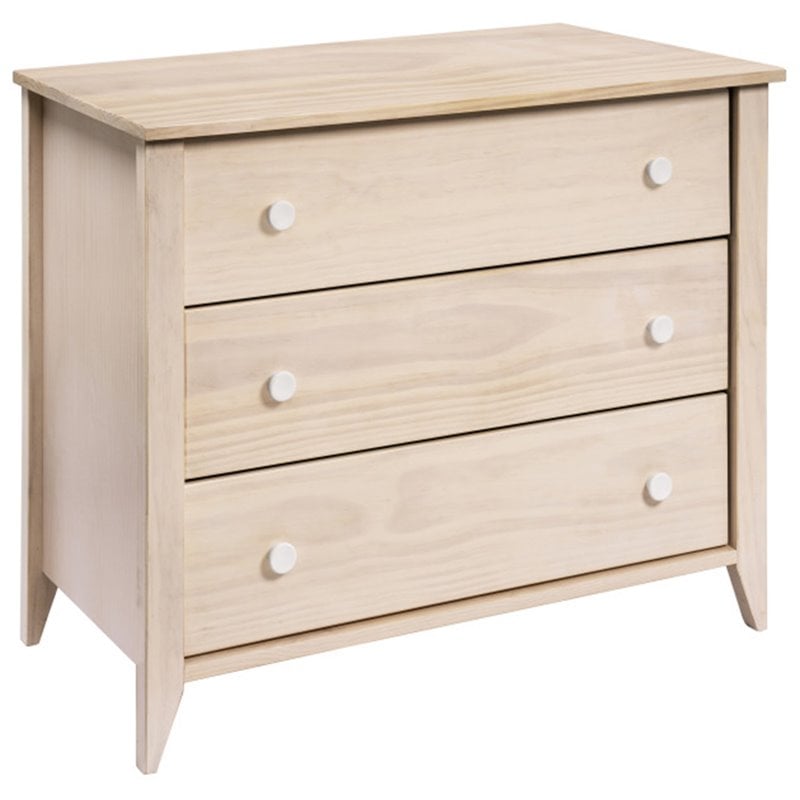 Pemberly Row Wood 3-Drawer Dresser with Removable Changing Tray in Natural