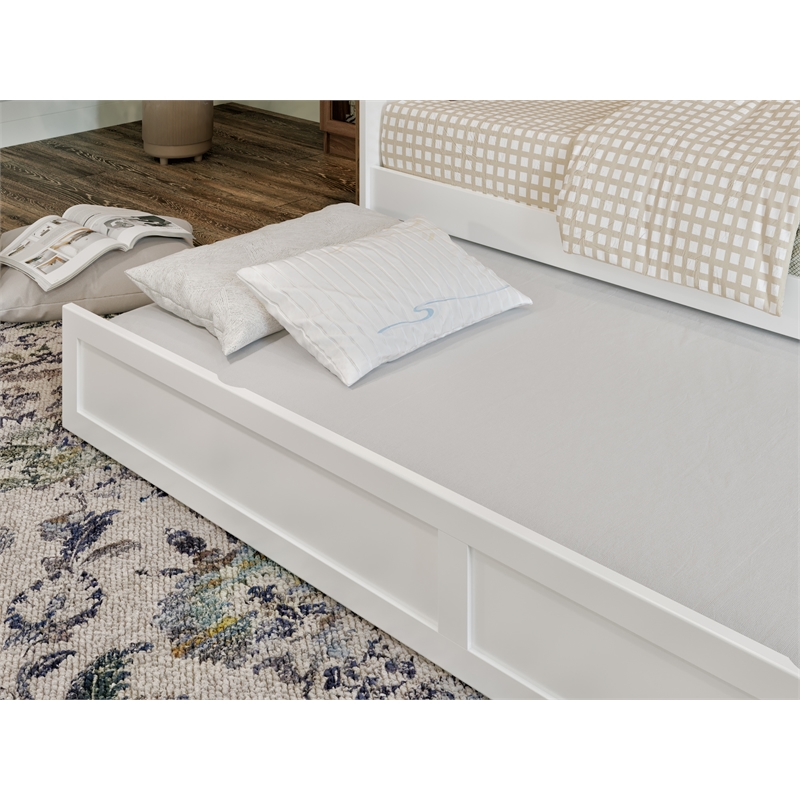 Pemberly Row Twin Extra Long Solid Wood Contemporary Trundle in White