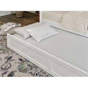 Pemberly Row Twin Extra Long Solid Wood Contemporary Trundle in White