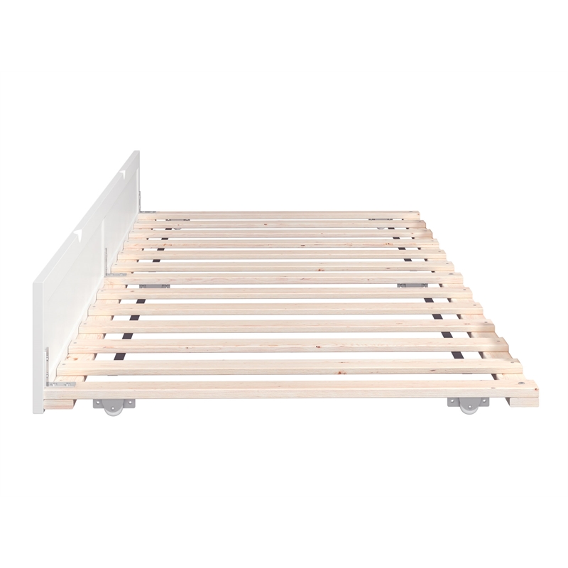 Pemberly Row Twin Extra Long Solid Wood Contemporary Trundle in White
