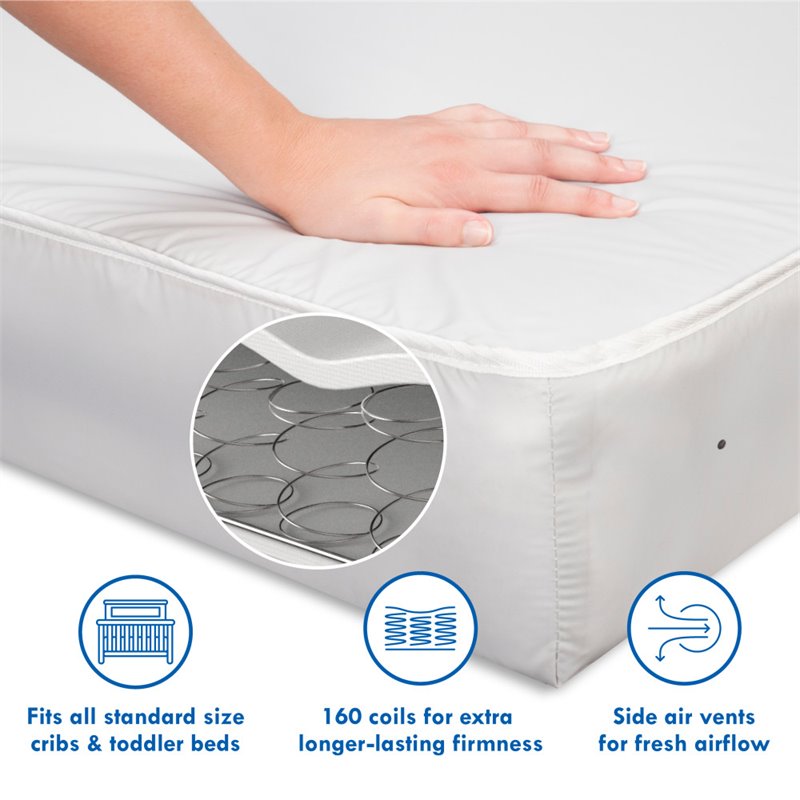 Pemberly Row Deluxe Coil Dual-sided Crib & Toddler Mattress - Extra Firm White