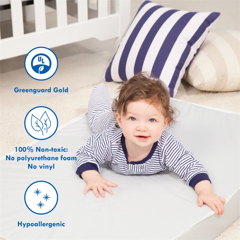 Pemberly Row Slumber Waterproof Crib & Toddler Mattress in Firm White