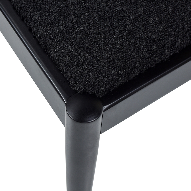 Pemberly Row Panama Curved Cane Side Chair Set of 2 in Black Boucle