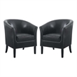 Pemberly Row Club Chairs Set of 2 in Black Faux Leather Upholstery